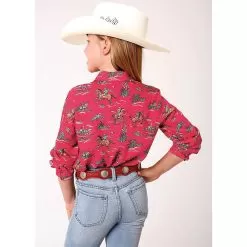 Girl's Roper Red Western Pearl Snap Shirt -Western Cowboy Equipment Shop 0308005904033 2