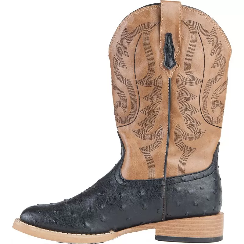 Roper Footwear Kid's Black Ostrich Print Cowboy Boots 5 Roper Footwear Kid's Black Ostrich Print Cowboy Boots - Image 3