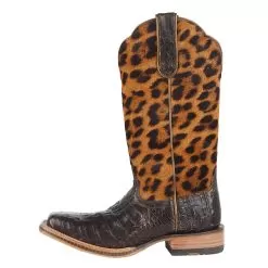Ariat Women's Chocolate Caiman 12in. Leopard Top Cowgirl Boot -Western Cowboy Equipment Shop 10042540 3