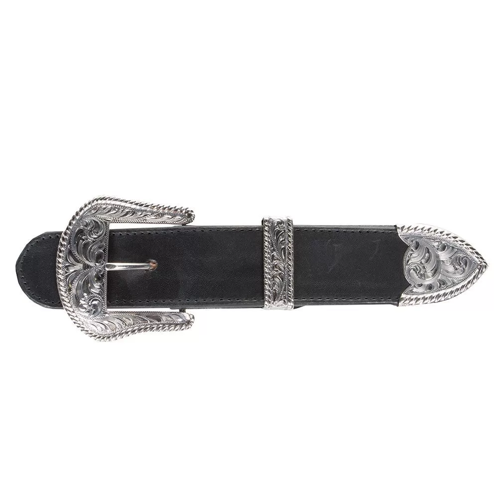 Vogt Silversmiths Engraved Tombstone Rope Edge 1 1/2in. Buckle Set 3 Vogt Silversmiths Engraved Tombstone Rope Edge 1 1/2in. Buckle Set