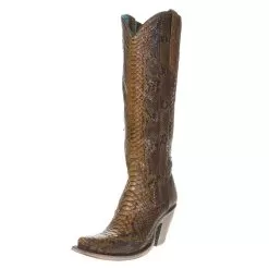 Corral Women's Tan Full Python 15' Snip Toe Boots