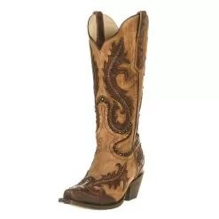 Corral Women's Brown Black Overlay Studs Boot