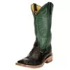 Rios Of Mercedes Men's Anderson Bean Ride Ready Black Full Quill Ostrich 13in. Jade Navajo Top Cowboy Boot