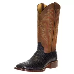 R Watson Boots Men's R Watson Black Caiman Tail 13in. Mad Dog Tan Top Boots