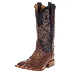 Tony Lama Men's Tony Lama Royston Kango Full Quill Ostrich 13in. Classic Black Top Cowboy Boots
