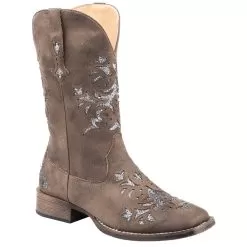 Roper Footwear Women's Brown Faux Leather Square Toe Boot