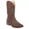 Roper Footwear Women's Brown Faux Vintage Leather With Crystals Cowgirl Boot