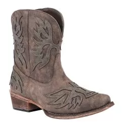 Roper Footwear Women's Brown Distressed With Chromatic Brown Eagle Booties