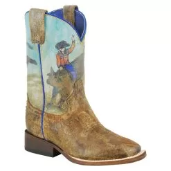 Roper Footwear Kids Distressed Brown Leather Vamp Bull Rider Boot