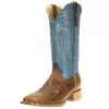R Watson Boots Men`s Palomino Tan Cowhide 13` Blue Luster Top Square Toe -Western Cowboy Equipment Shop 123089 default l