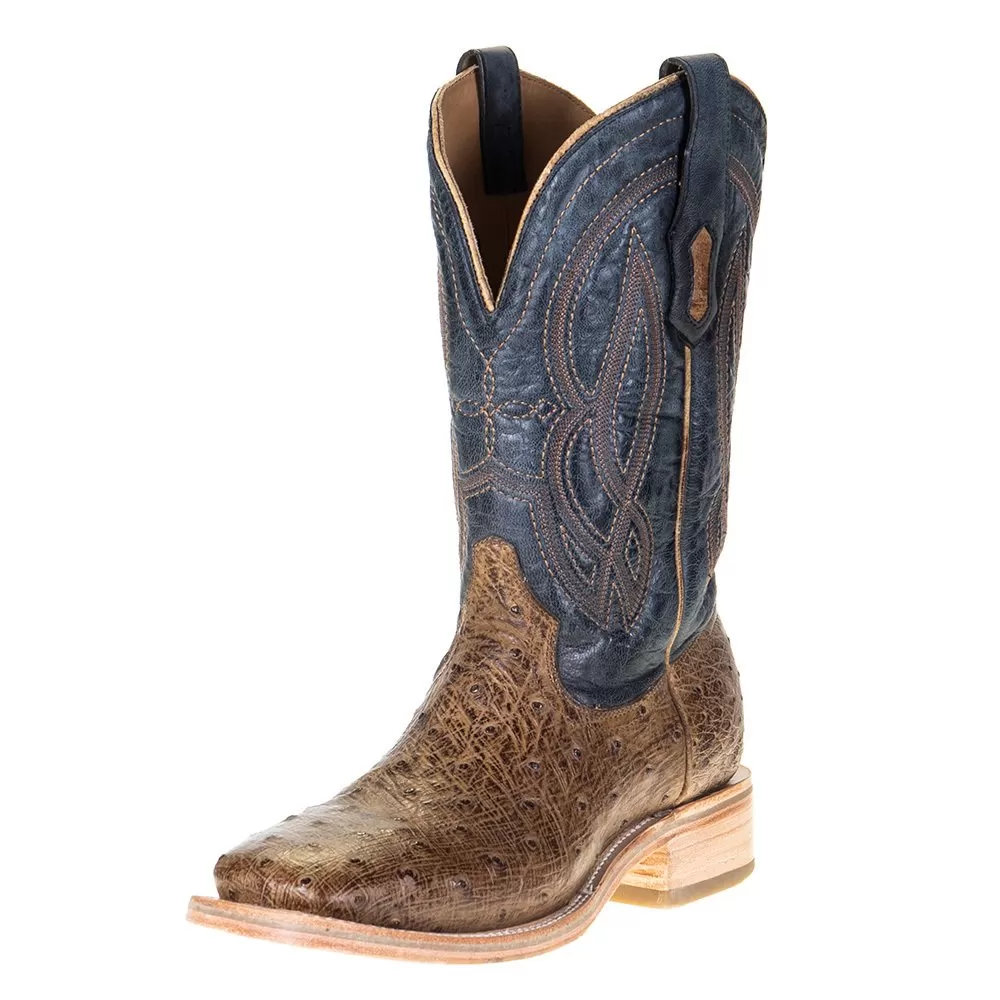 Corral Men's Corral Rodeo Performance Tan Orix FQ Ostrich 12in. Navy Embroidery Top Square Toe 3 Corral Men's Corral Rodeo Performance Tan Orix FQ Ostrich 12in. Navy Embroidery Top Square Toe