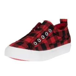 Kids Corkys Red Plaid Casual Shoe