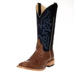 Horsepower Men's Oryx Full Quill Ostrich 13in. Black Top Square Toe Boots