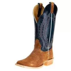 Hondo Enterprises Inc Men's Cognac Roughout Pull Up 13in. Blue Toe Square Toe Cowboy Boot