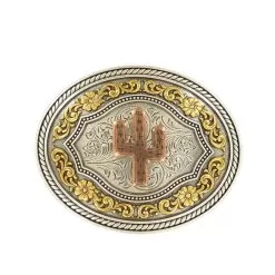 Nocona Belt Buckle With Copper Cactus