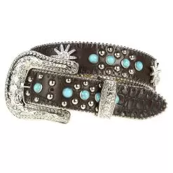 Girl's 3-D Brown With Turquoise Studded Belt
