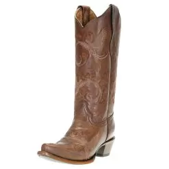 Circle G Women`s Brown Embroidered Snip Toe Boot