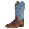 Old West Youth Brown Bull Hide Sky Blue Suede Shaft Cowboy Boot -Western Cowboy Equipment Shop 136013 default l