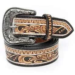 American Darling Women's Floral Tooled Belt With Black Background