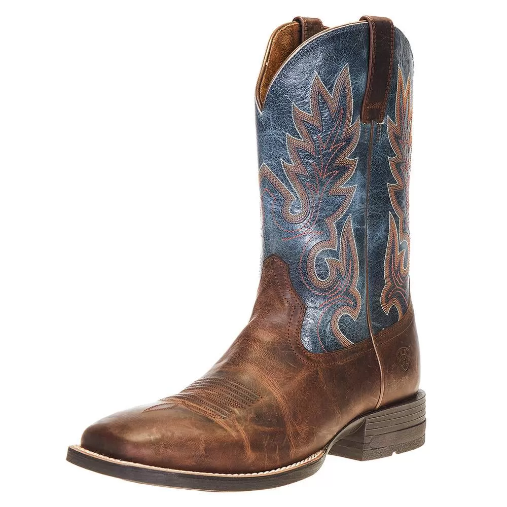Ariat Men's Layton Weathered Chestnut 11in. Rail Blue Top Square Toe Boot 3 Ariat Men's Layton Weathered Chestnut 11in. Rail Blue Top Square Toe Boot