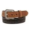 Mens Tooled/Stud Brown Belt -Western Cowboy Equipment Shop 139007 default l