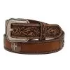 Men's Floral Belt With Cross Concho -Western Cowboy Equipment Shop 139008 default l