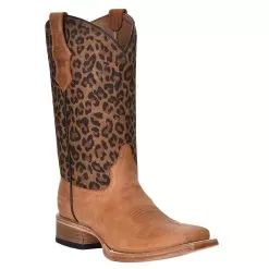 Circle G Kids Honey Leopard Print Top Sq Toe Boot