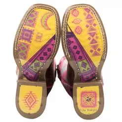 Tin Haul Footwear Youth Tin Haul Pink Moon Teepee Sole 10` Shaft Cowgirl Boots -Western Cowboy Equipment Shop 14 018 0077 0806 32