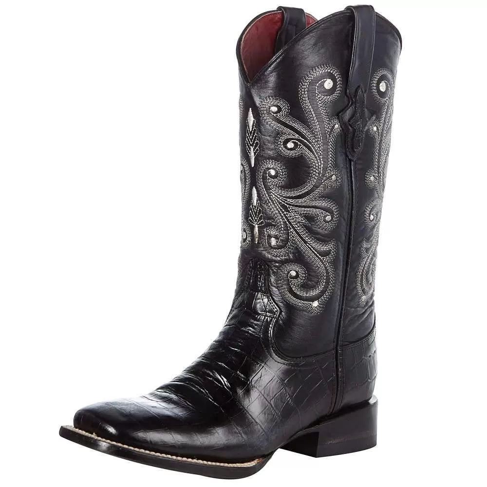Ferrini Women's Black Gator Belly Print Cowgirl Boots 3 Ferrini Women's Black Gator Belly Print Cowgirl Boots
