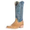 R Watson Boots Men's Antique Saddle Full Quill Ostrich 13in. Royal Blue Goat Top Boots -Western Cowboy Equipment Shop 141532 default l