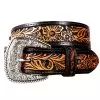 Gem Dandy Accessories Women's Brown Flower Tooled Belt -Western Cowboy Equipment Shop 141928 default l