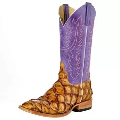Horsepower Boots Mens Top Hand Antique Saddle Big Bass 13in Purple Wipeout Top Boots