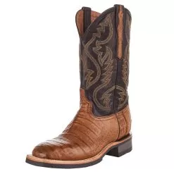 Lucchese Men's Lucchese Rudy Saddle Caiman 12in. Chocolate Cowhide Top Barn Boot