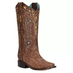 Corral Women`s Brown Inlay Embroidered Cowgirl Boot