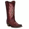 Circle G Kids Red Snip Toe With Embroidery Cowgirl Boot