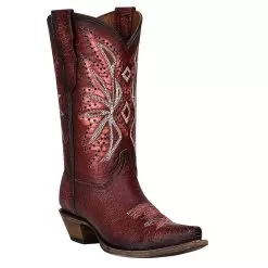 Circle G Kids Red Snip Toe With Embroidery Cowgirl Boot