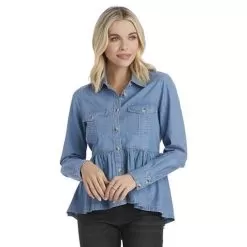 Mud Pie Women's Hayden Peplum BlueTop