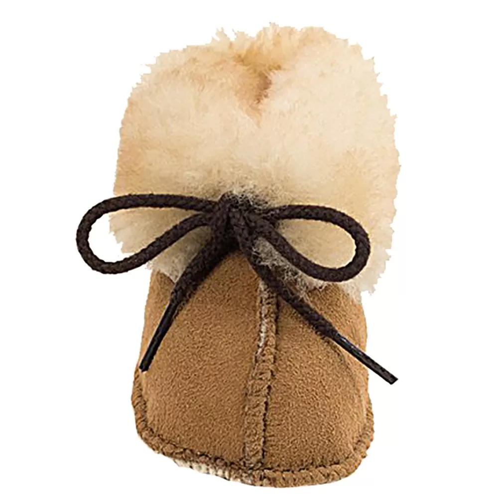 Minnetonka Girl's Minnetonka Golden Tan Sheepskin Bootie 4 Minnetonka Girl's Minnetonka Golden Tan Sheepskin Bootie - Image 2