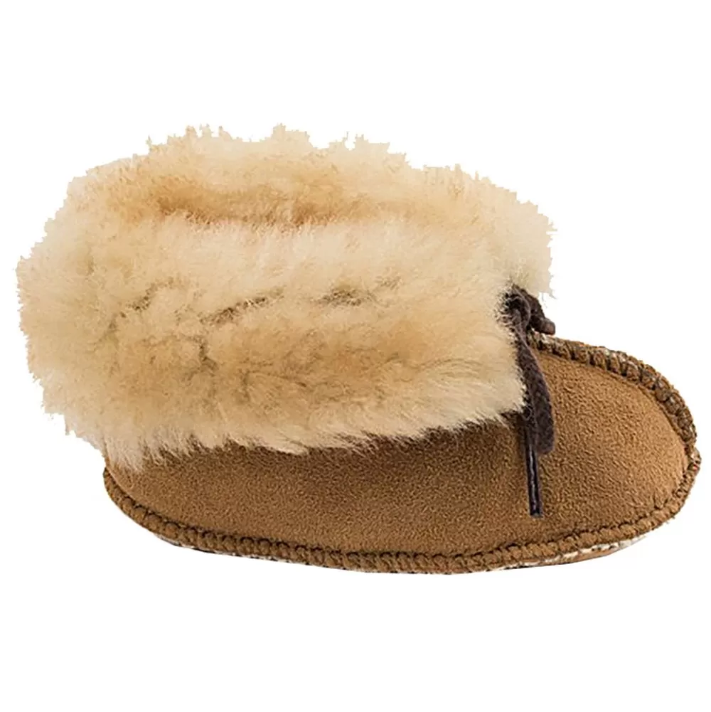 Minnetonka Girl's Minnetonka Golden Tan Sheepskin Bootie 5 Minnetonka Girl's Minnetonka Golden Tan Sheepskin Bootie - Image 3