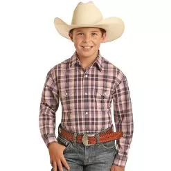 Panhandle Boy's Purple Plaid Snap Shirt