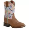 Kids Roper Brown Horses Cowgirl Boot
