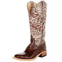 Anderson Bean Women`s AB Dark Brown Matte Python Rusty Old Tin Roof Cowgirl Boots