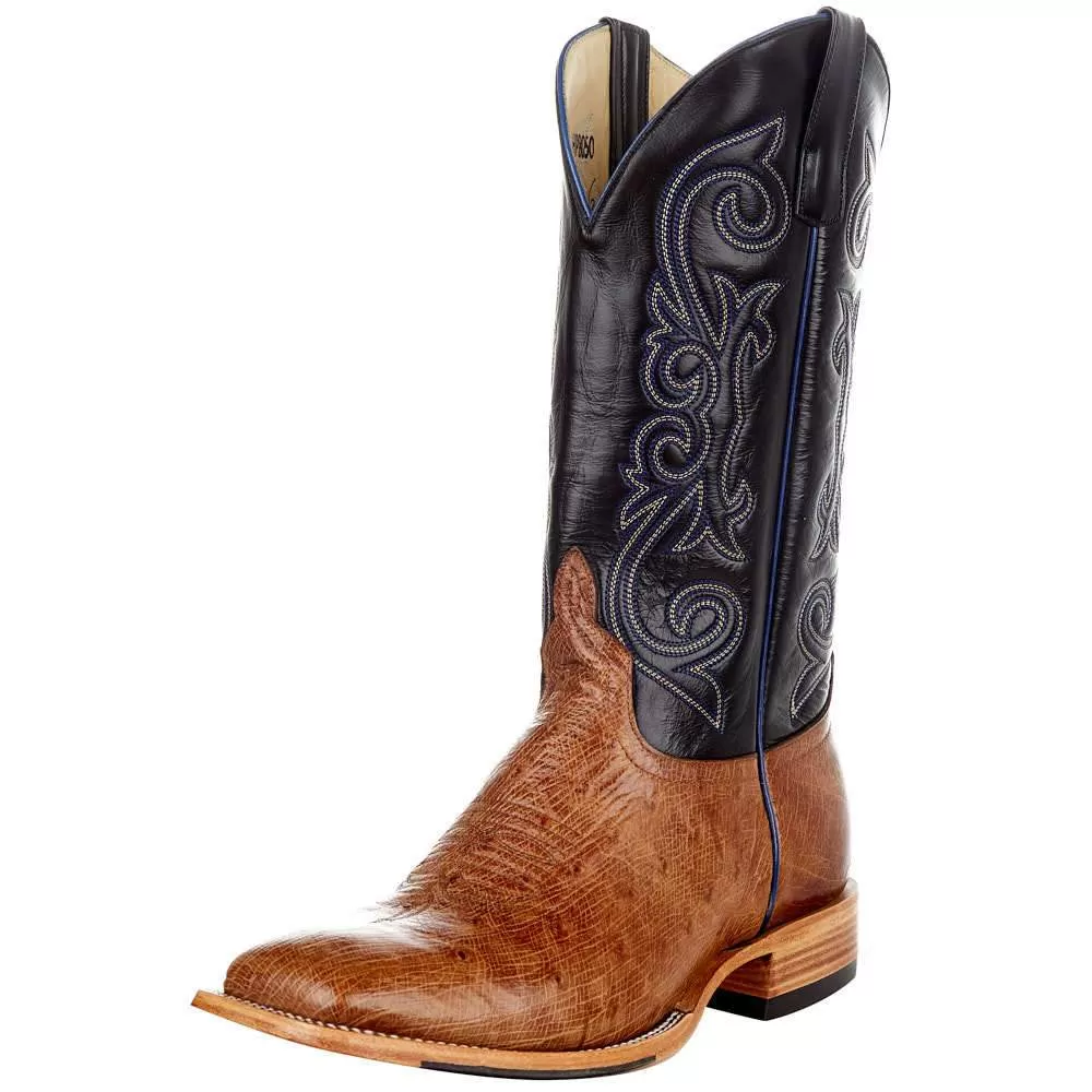 Horsepower Men's Horsepower Top Hand Rum Brown Glazed Smooth Ostrich 13' Blue Top Boot 3 Horsepower Men's Horsepower Top Hand Rum Brown Glazed Smooth Ostrich 13' Blue Top Boot