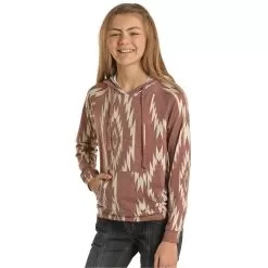 Girl's Rock And Roll Denim Aztec Hoodie