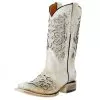 Corral Kids White Glitter Inlay Sq Toe Cowgirl Boot -Western Cowboy Equipment Shop 149760 default l