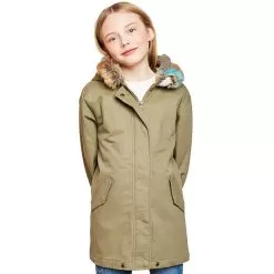 Hayden Girls Olive Cargo Jacket With Faux Fur Trim Hood