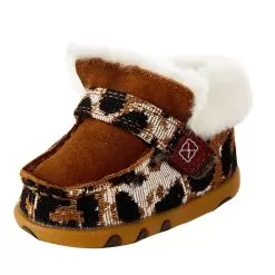 Twisted X Infant Leopard Print Sherpa Lined Driving Moc
