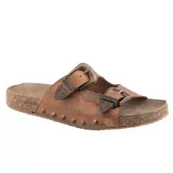 Roper Women's Tan Smooth Leather Western Buckle Sandal