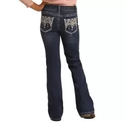Rock & Roll Denim Girl's Extra Stretch Dark Wash Bootcut Jeans