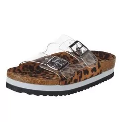 Corkys Footwear Women`s Corky's Beach Babe Clear Leopard Slide